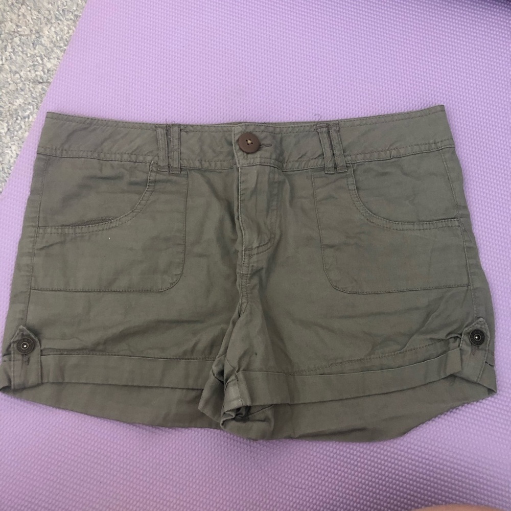 Camo green cargo shorts